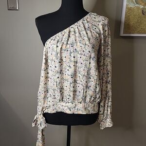 NEW NWT American Eagle One-Shoulder Floral Blouse with Side Tie Sz XL